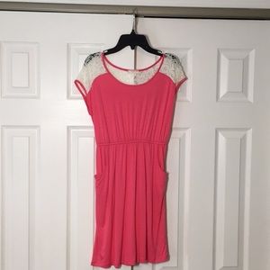 Girls Soprano Dress Lace and Pink with pockets